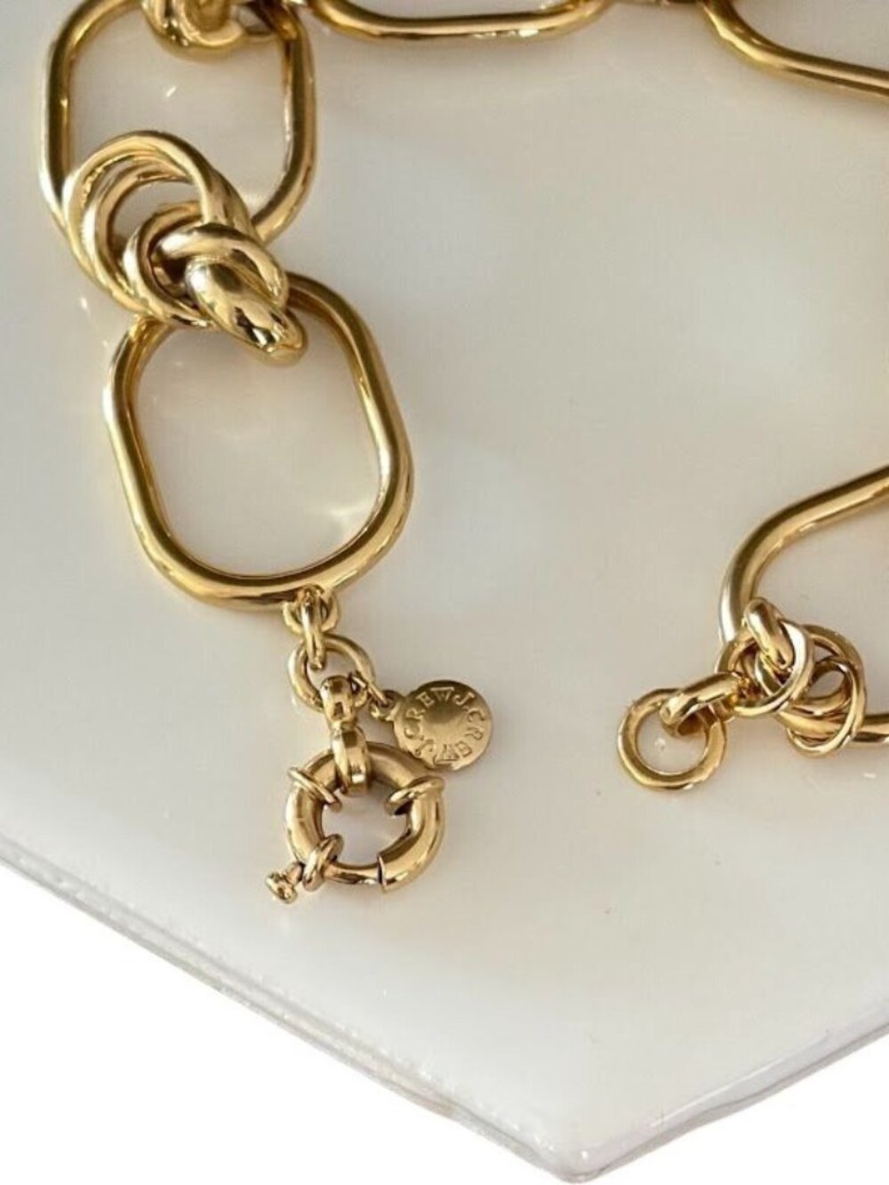 J. Crew Knot Link Gold Plated Open Oval Statement Bracelet - Picture 6 of 7